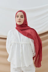Düz Bambu Şal - Ahududu