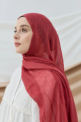 Düz Bambu Şal - Ahududu