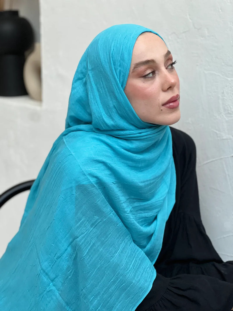 Düz Bambu Şal - Aqua