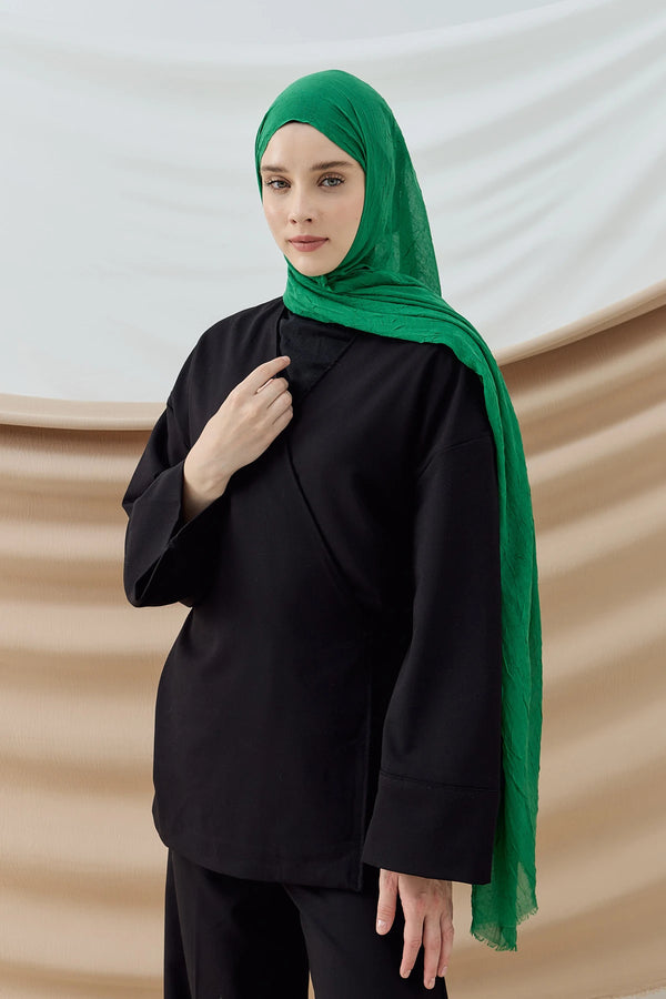 Düz Bambu Şal - Benetton Yeşili