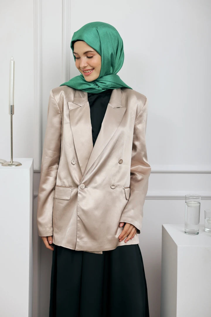 Düz Monogram Şal - Benetton Yeşili