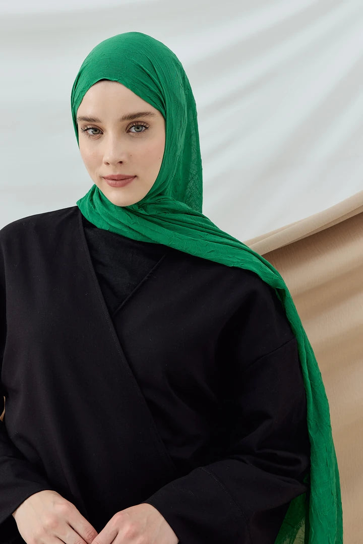 Düz Bambu Şal - Benetton Yeşili