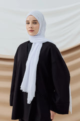 Düz Bambu Şal - Beyaz
