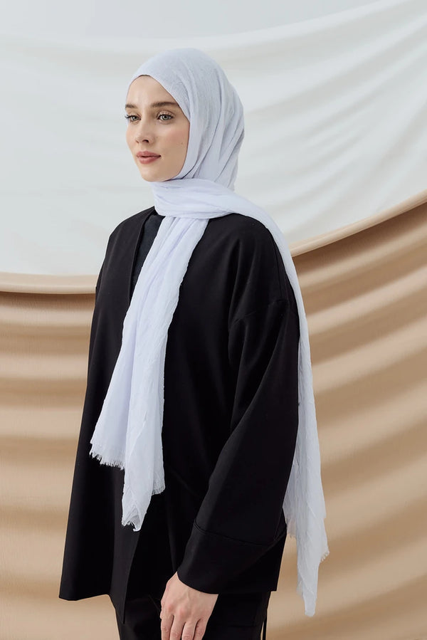 Düz Bambu Şal - Beyaz
