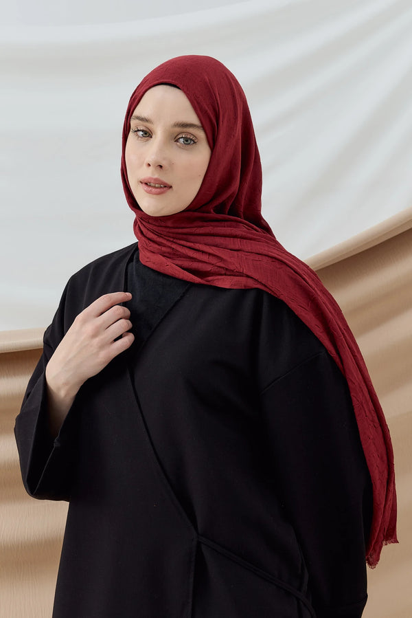 Düz Bambu Şal - Bordo