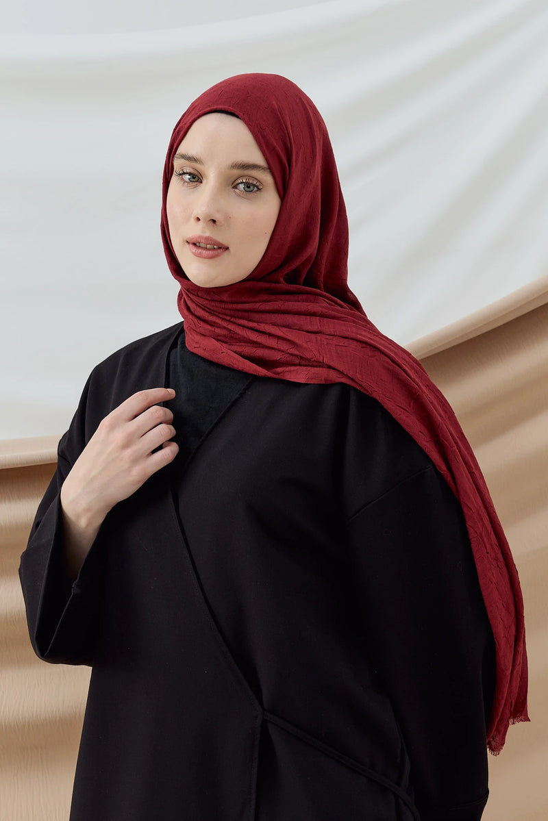 Düz Bambu Şal - Bordo