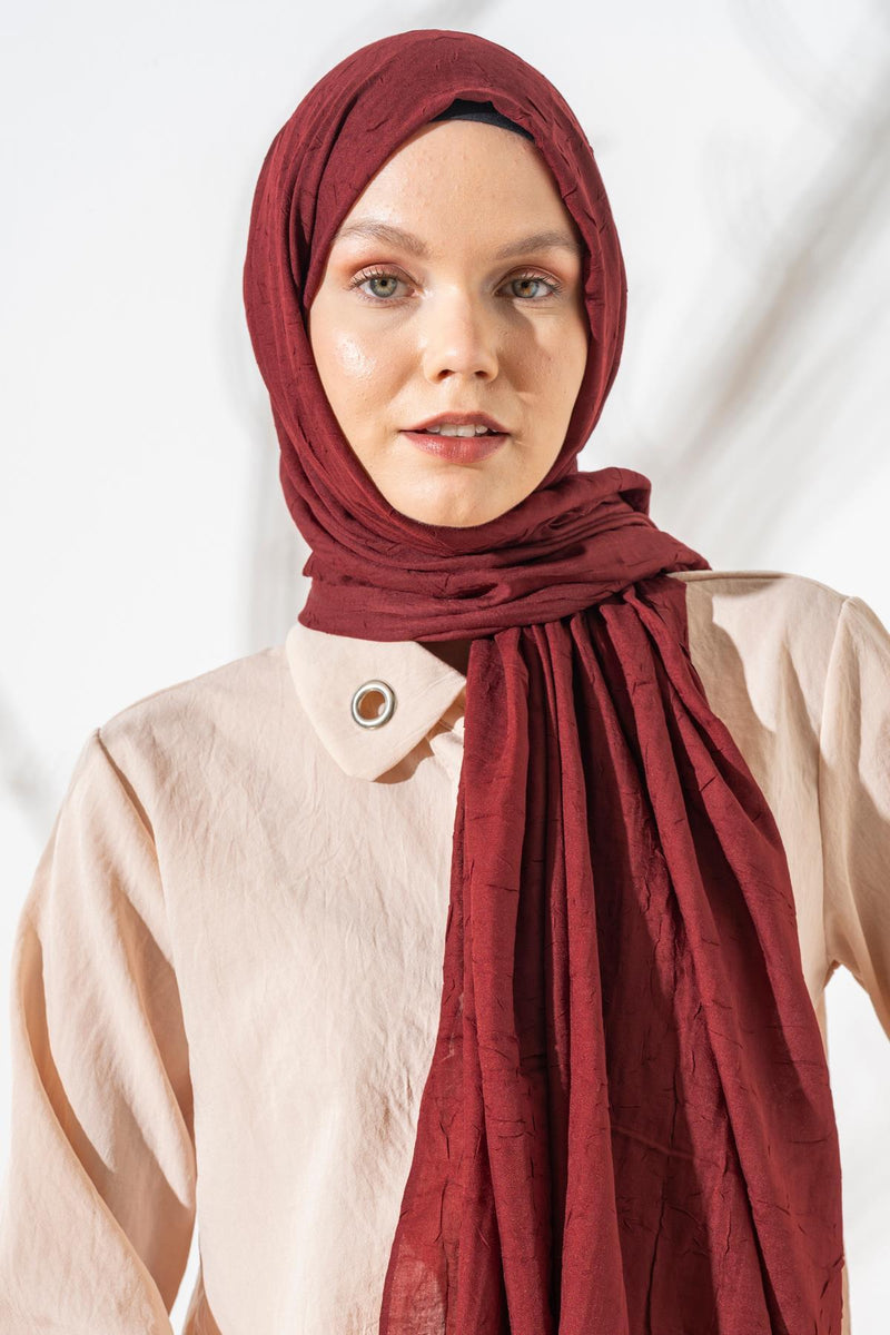 Bambu Kraş Şal - Bordo