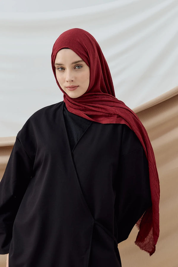 Düz Bambu Şal - Bordo
