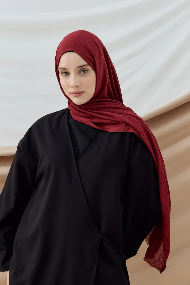Düz Bambu Şal - Bordo