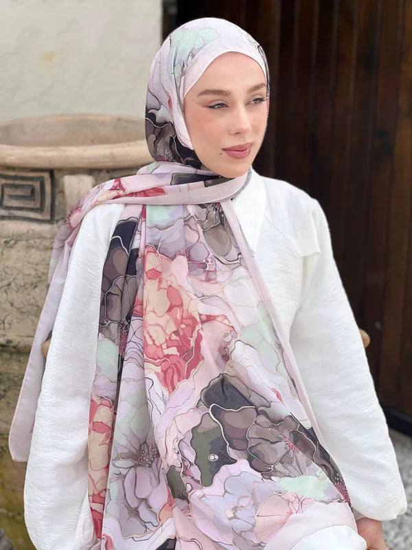 Lina Desenli Şal - Buz Pembe