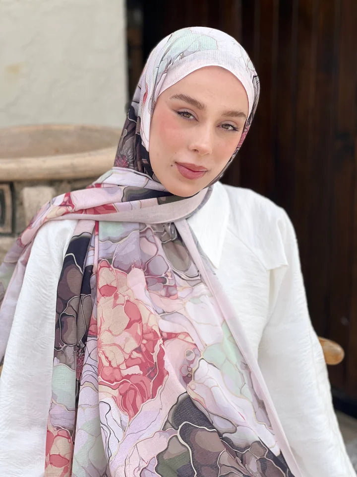Lina Desenli Şal - Buz Pembe