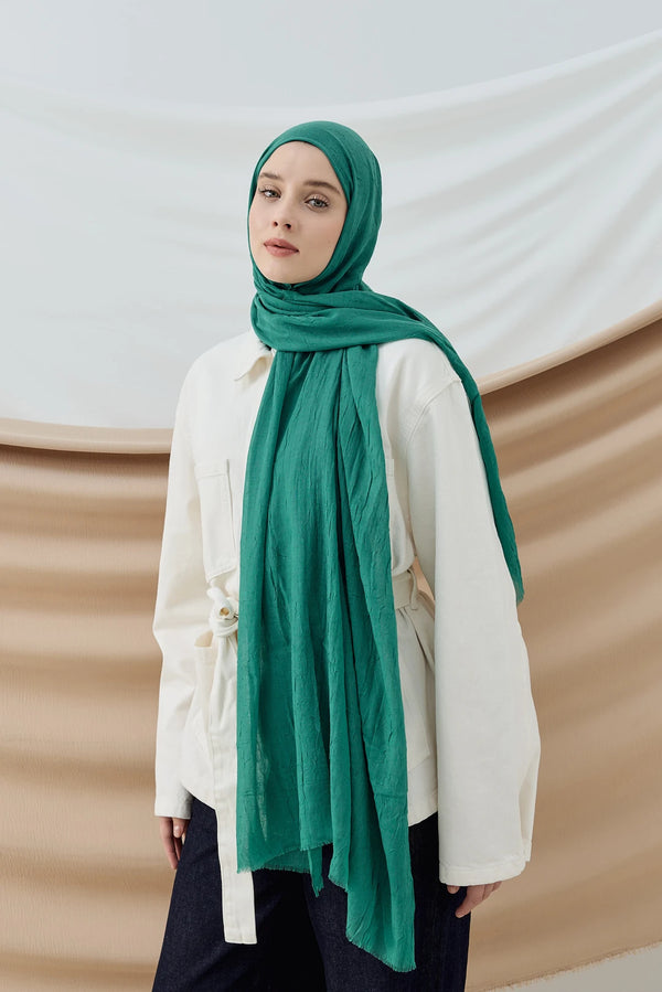Düz Bambu Şal - Deniz Yeşili