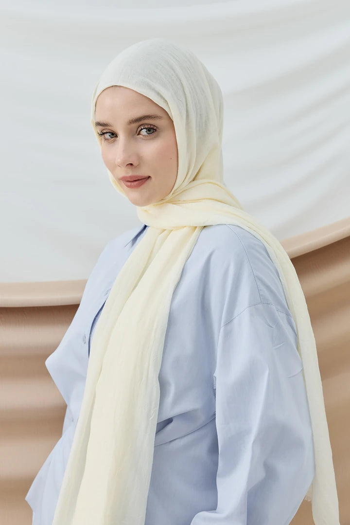 Düz Bambu Şal - Ekru