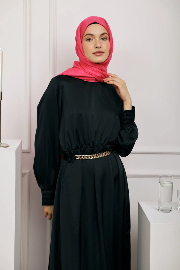 Düz Monogram Şal - Fuşya