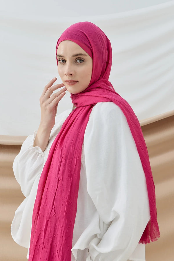 Düz Bambu Şal - Fuşya