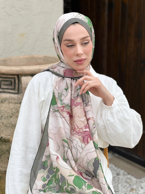 Lina Desenli Şal - Haki
