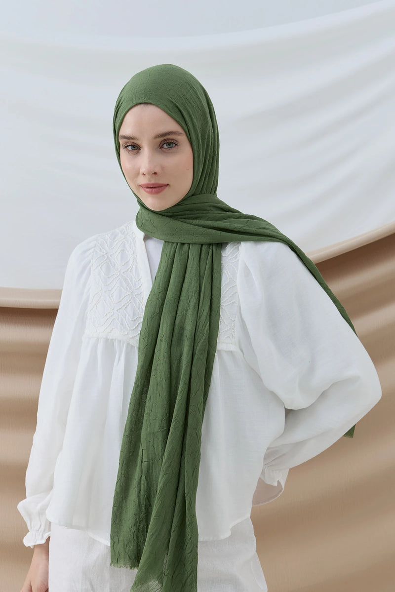Düz Bambu Şal - Haki