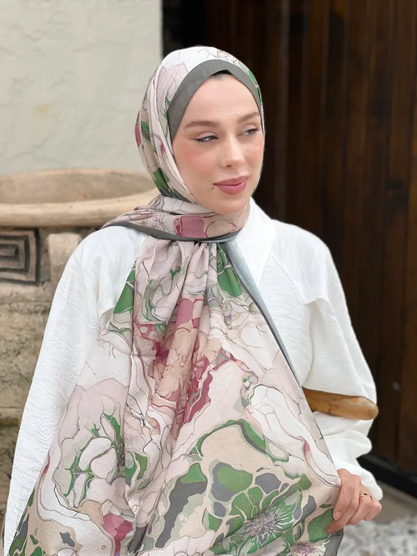 Lina Desenli Şal - Haki