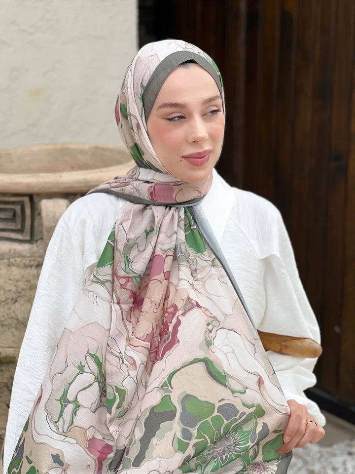 Lina Desenli Şal - Haki