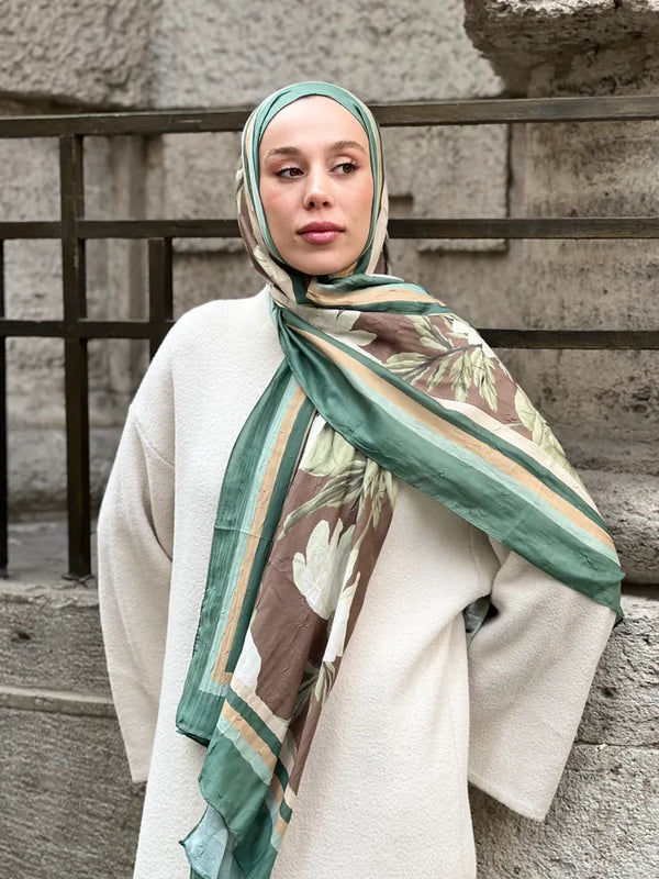 Margarit Desen Bambu Şal - Haki