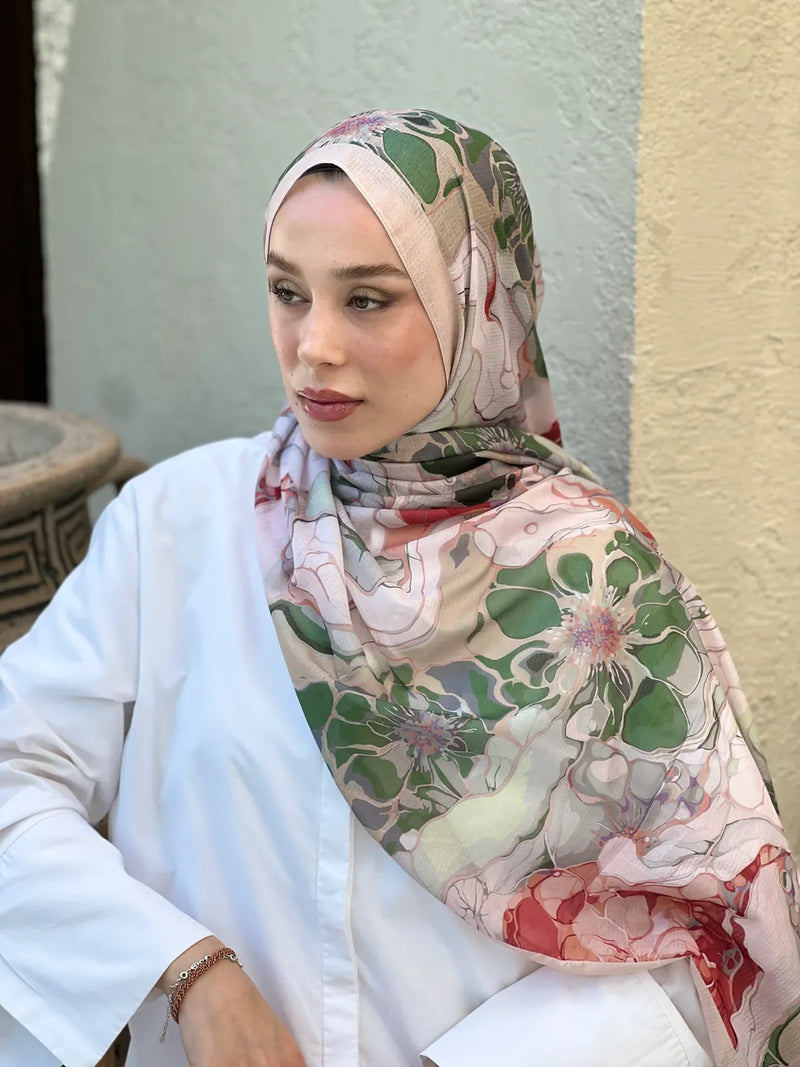 Lina Desenli Şal - İğde Yeşil