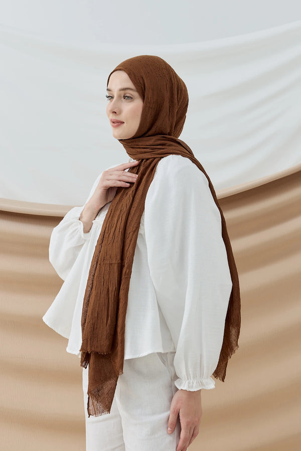 Düz Bambu Şal - Kahverengi