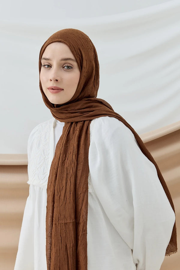 Düz Bambu Şal - Kahverengi