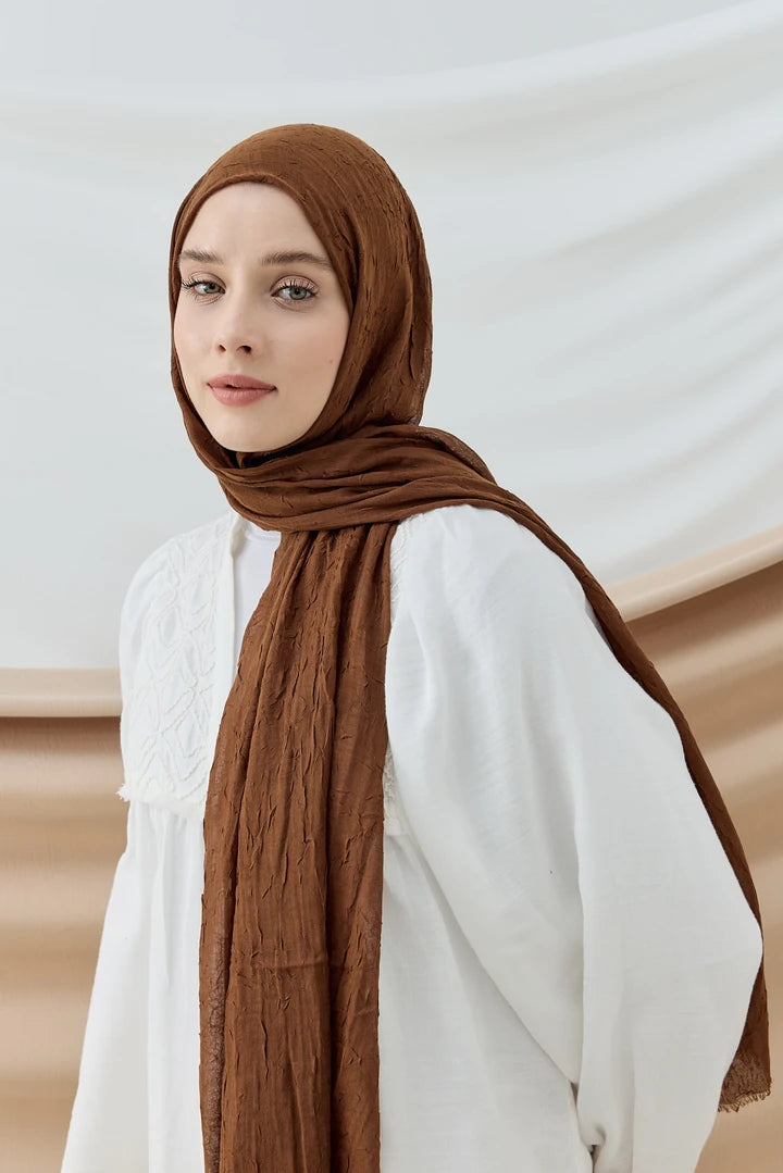 Düz Bambu Şal - Kahverengi