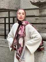 Margarit Desen Bambu Şal - Kahverengi