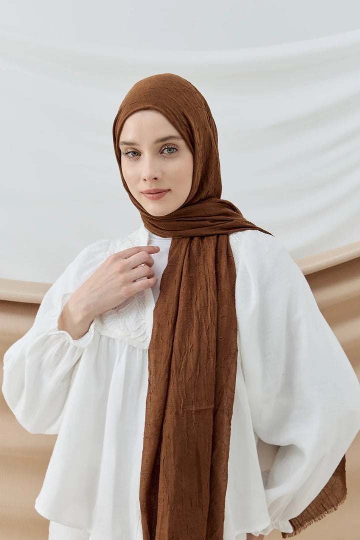 Düz Bambu Şal - Kahverengi