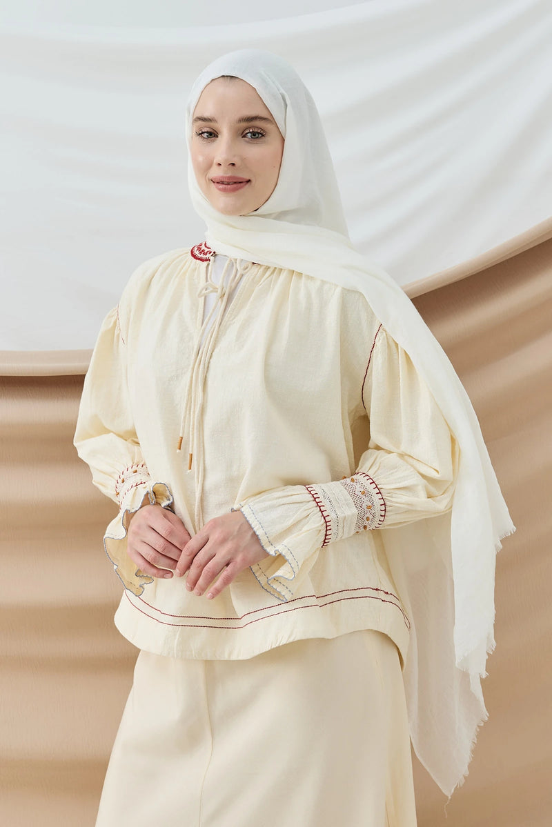 Aya Serisi Şal - Kırık Beyaz