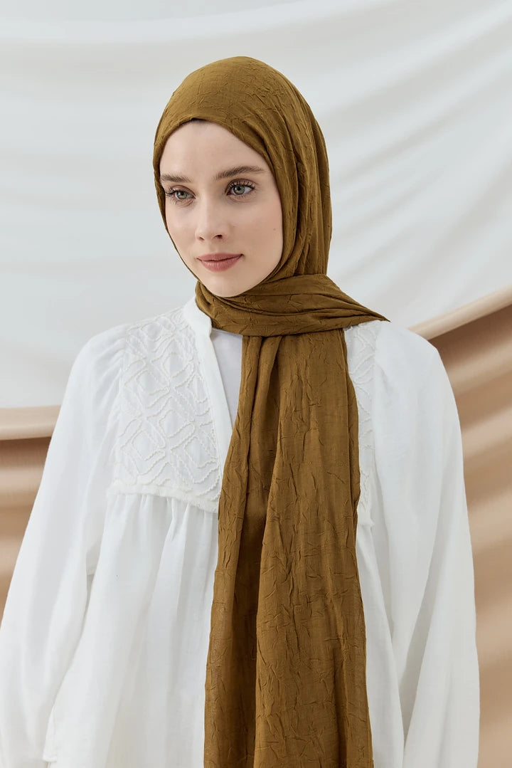 Düz Bambu Şal - Koyu Bronz