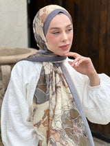 Lina Desenli Şal - Koyu Gri