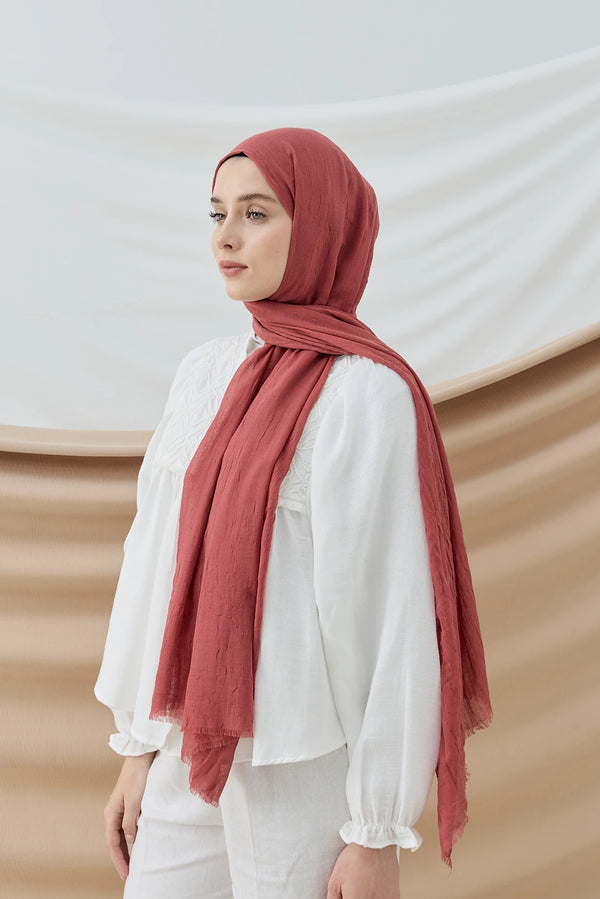 Düz Bambu Şal - Koyu Marsala