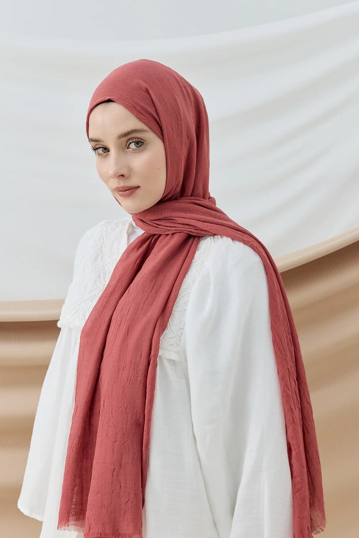 Düz Bambu Şal - Koyu Marsala