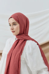Düz Bambu Şal - Koyu Marsala
