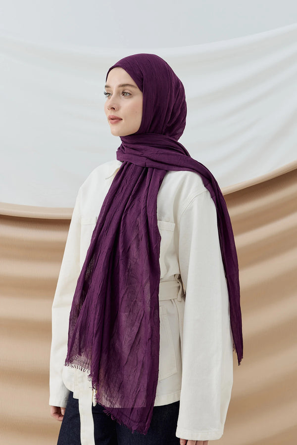 Düz Bambu Şal - Koyu Mor