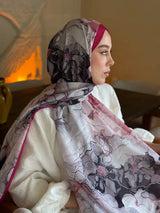 Lina Desenli Şal - Koyu Pembe