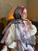 Lina Desenli Şal - Koyu Pembe