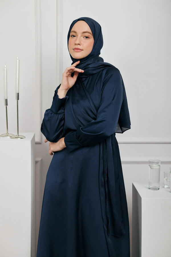 Düz Monogram Şal - Lacivert