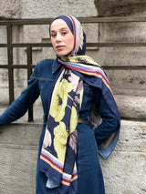 Margarit Desen Bambu Şal - Lacivert