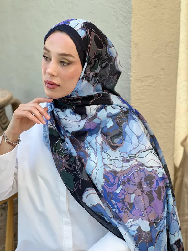 Lina Desenli Şal - Lacivert