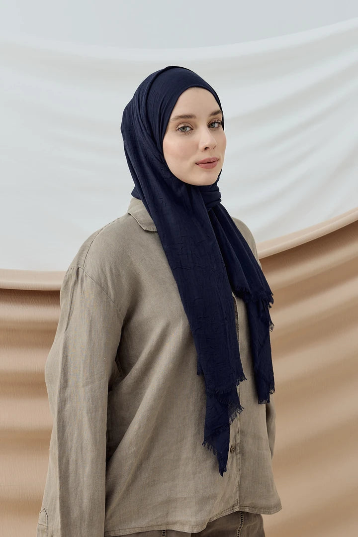 Düz Bambu Şal - Lacivert