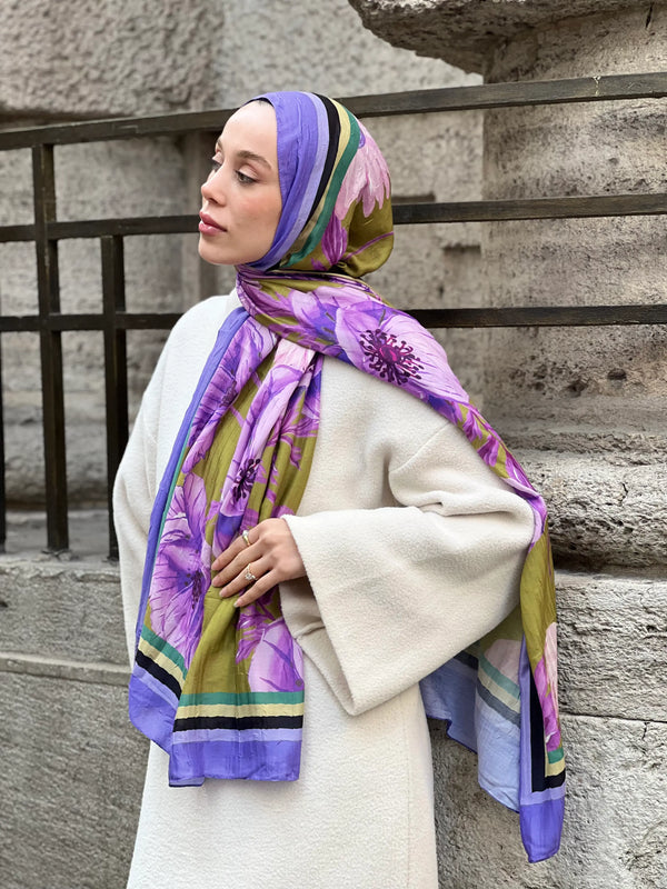 Margarit Desen Bambu Şal - Lila