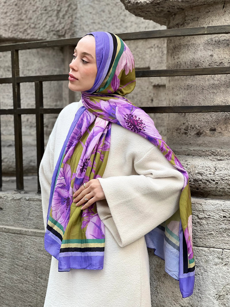 Margarit Desen Bambu Şal - Lila