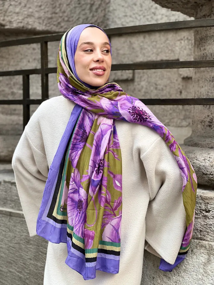 Margarit Desen Bambu Şal - Lila