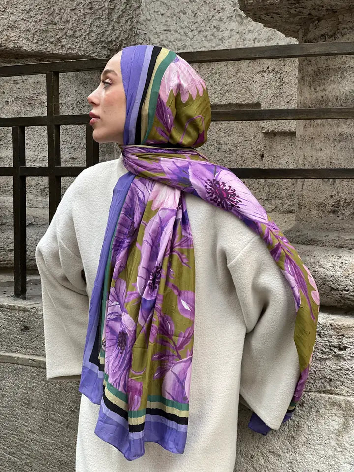 Margarit Desen Bambu Şal - Lila