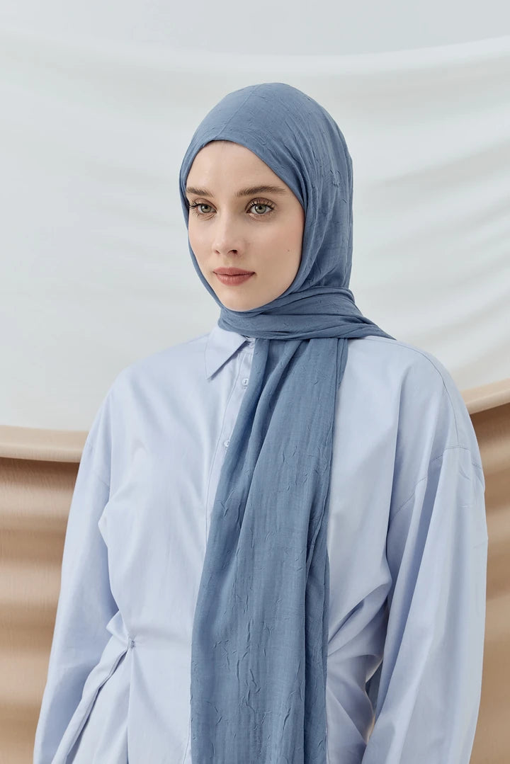 Düz Bambu Şal - Marin