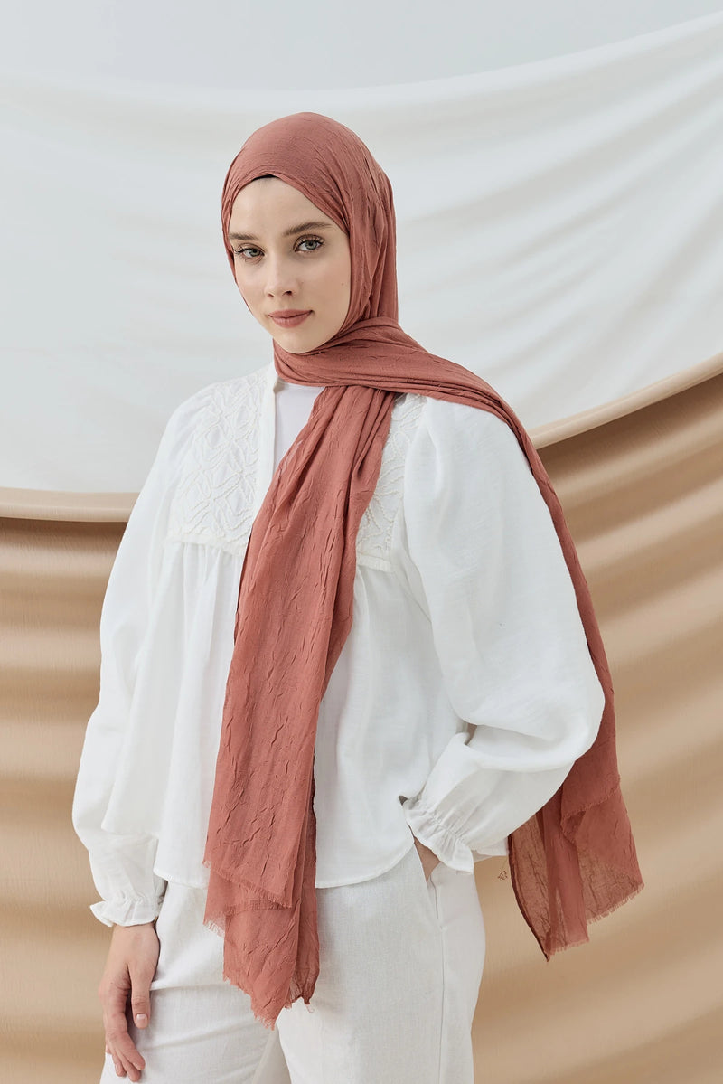 Düz Bambu Şal - Marsala