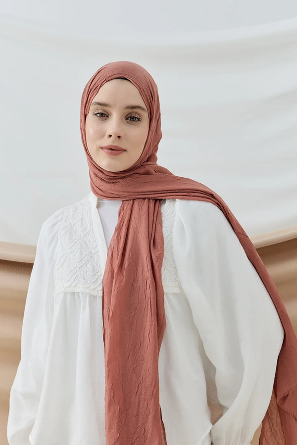 Düz Bambu Şal - Marsala